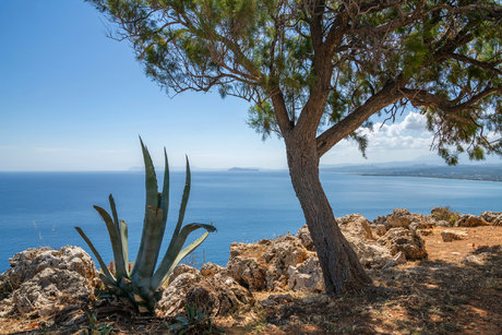 Blick auf die Küste von Kolymvari und das Ägäische Meer